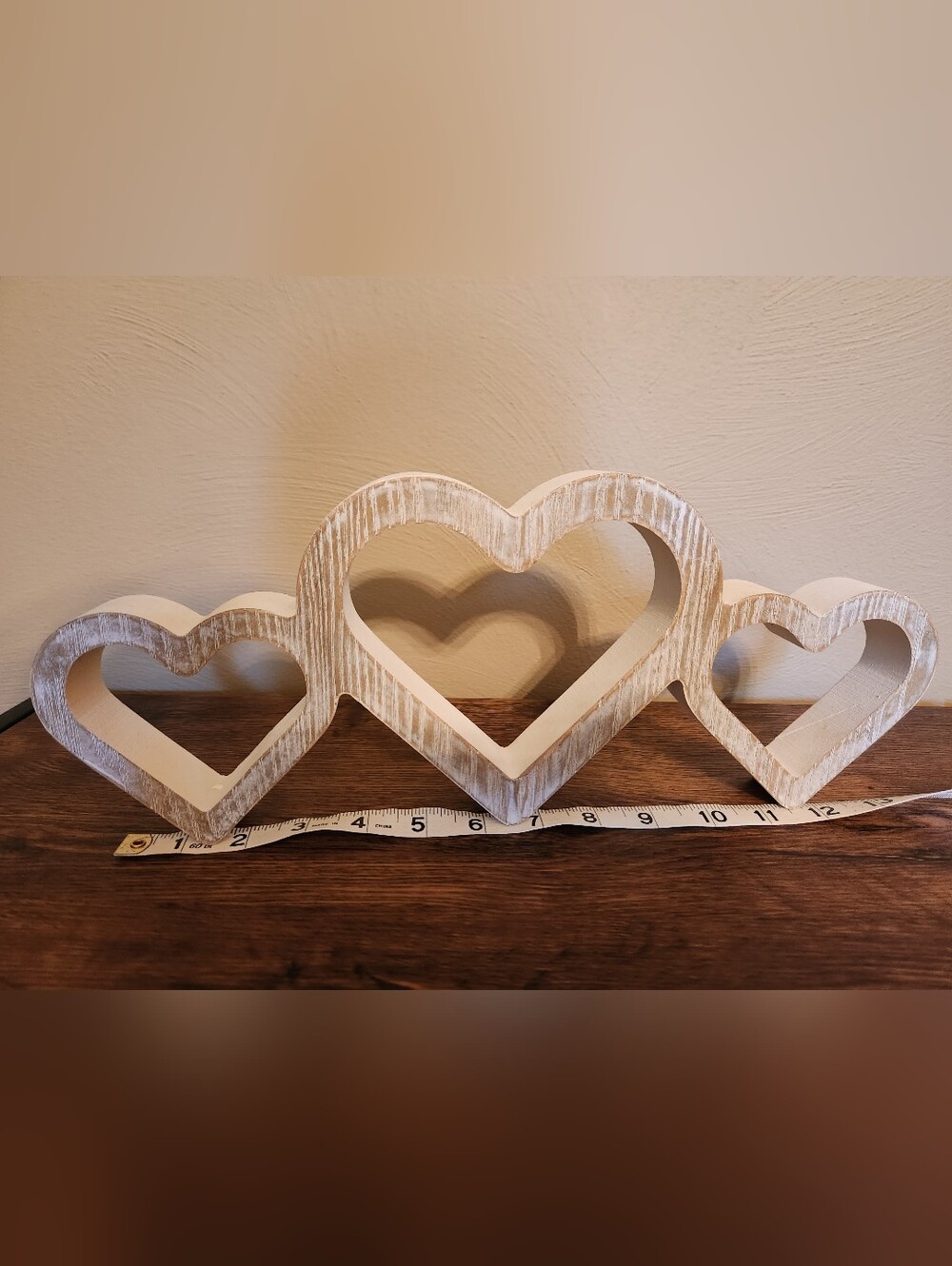 Wooden Heart Trio Decorative Shelf Accent